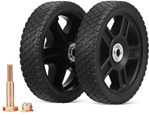 UPKOCH Lawn Mower Wheels Replacement Kit 7 inch Plastic Wheels with Screws for Standard Push Mowers Lawn Mower Front Wheel and Deck Wheels 2 Pack