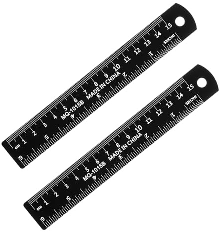 2 Stück Lineal mit gerader Kante, Metall-Lineal, Aluminium-Lineale mit metrischen und imperialen Maßen, 2,4 cm, gerade Kante, Lineale mit Zoll zu MM Umrechnungstabelle für Studenten, Maschinisten und