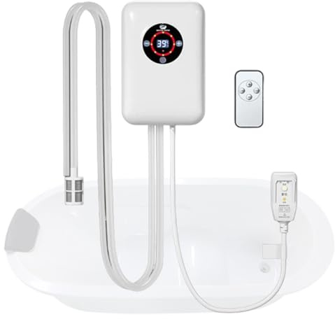 VCYEX Hot Water Heater Thermostat, Portable Adjustable Temperature 30℃-43℃, for Bathtub Bath with Digital Display, Heating And Temperature Control, For Hot TubWhite,8.6 * 5.8 * 2.9 inch