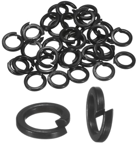 M METERXITY Confezione da 50 rondelle di bloccaggio a molla, in acciaio inox M6, galvanotecniche con rivestimento nero, guarnizione elastica per macchine elettroniche/apparecchiature industriali, viti