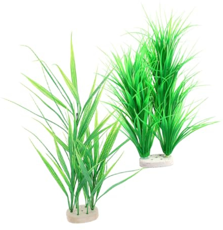 Toyvian 2pcs Artificial Aquarium Plants Realistic Simulation Water Grass for Fish Tanks Turtle Tanks Reptile Terrariums Safe Multipurpose Fish Bowl Decorations