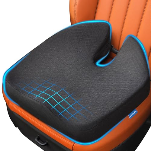 Niceeday Car Seat Cushion for Long Drives – Memory Foam Seat Pad for Lower Back, Height Booster & Posture Support, Universal Cushion for Car, Truck, Office & Gaming Chairs