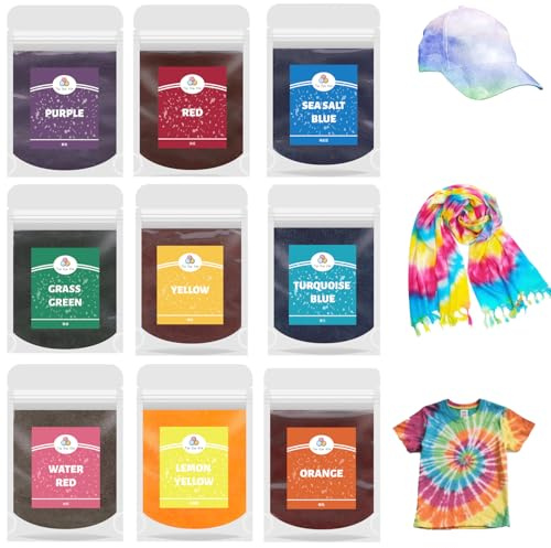 Canollo 9 x 10g Farben Färbemittel für Textilien, Stofffarben Waschfest, Batikfarben Set, Stoffmalfarbe Batikfarben Waschfest, Batik Set zum Kreative Heimprojekte, für T-Shirts, Schal, Stofftaschen