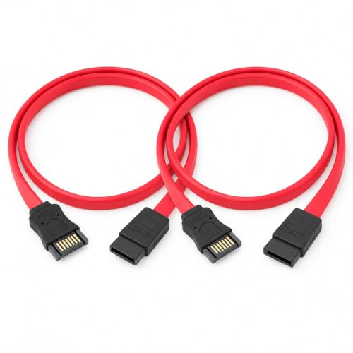 AKORD 2 x SATA 3.0 Extension Cable 50cm – 6Gb/s SATAIII 7-Pin Data Lead for Hard Drives, SSDs and Optical Drives