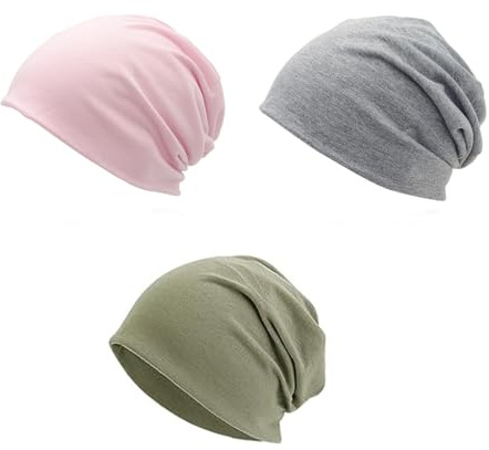 Yuwnd 3 Stück Chemo Kopfbedeckung Damen, Kopfbedeckung Chemo, Klassisches Design Chemo Mütze Damen für Täglichen Gebrauch und Geschenke (Mehrfarbig)