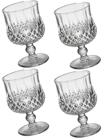 Cabilock Set of 4pcs Glass Wine Glasses with Uniform Edges and Beautifully Cut Design, Simple Appearance and Delicate Lines, for Red Wine Or Brandy Tasting