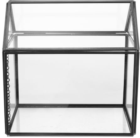 Housoutil Terrarium Géométrique en Verre Forme Maison Noir Jardinière de Table pour Plantes Aériennes Serrage Intérieure Décorative Vitrine Micro-Paysage Design Bureau et Salon