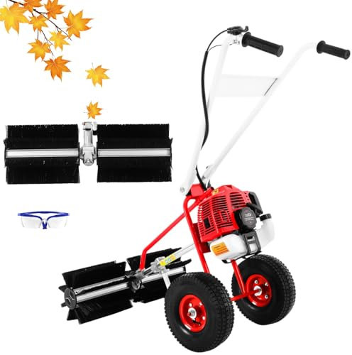 Barredora de gasolina, 1,7 CV, escoba de 2 tiempos, 60 cm de ancho de trabajo | Pala de nieve manual para entrada, césped, bulevar - EU Stock