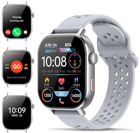 Reloj Inteligente Hombre, GPS Smartwatch 2.06 AMOLED Pantalla Táctil, Llamadas Bluetooth 178+ Modos Deportivos, Monitor de Sueño/Podómetro/Pulsómetro, Resistencia al Agua 5ATM, para Android iOS gris
