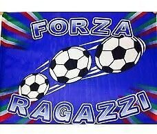 Bandera de Italia Forza Azzurri, poliéster, 70 x 50 cm, tricolor, mundial 2026, con trabilla para mástil