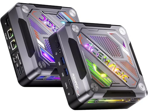 ACEMAGIC AM18 Mini PC Gaming, AMD Ryzen 7 7840HS (8C/16T, hasta 5.1GHz), 32GB RAM DDR5, SSD 1TB PCIe 4.0, Gráficos Radeon 780M, USB4, WiFi 6, BT 5.2, LAN 2.5G, 8K@60Hz, Mini PC Windows 11