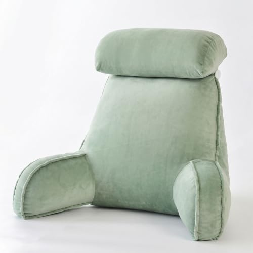 Chingcoo Lesekissen für Bett und Sofa Ergonomisch mit Nackenrolle - Rückenkissen Bett Groß mit Memory Schaum - Rückenstützkissen mit Taschen - Lesekissen für Lesen Entspannen Sofa (Grün)