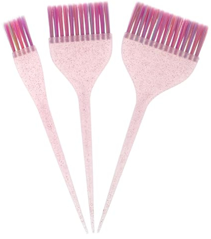 VILLCASE 3 Piezas Pincel para Teñir el Cabello con Mango Largo de Plástico y Nylon, Cepillo para Resaltar con Diseño para Salón y Uso en Casa, Adecuado para Principiantes