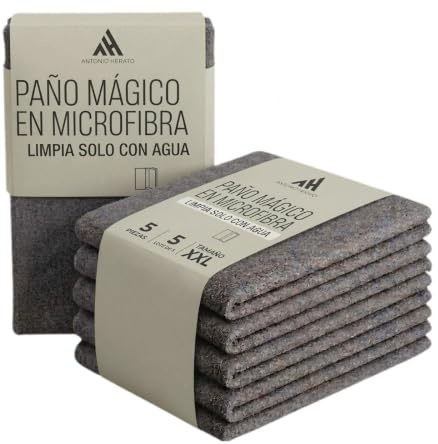 Murwon Paños Mágicos Antonio Herato - Set de 5 Paños de Microfibra para Limpieza sin Productos, Elimina Suciedad y Grasa Solo con Agua, sin Pelusas ni Marcas, Reutilizables hasta 12 Meses