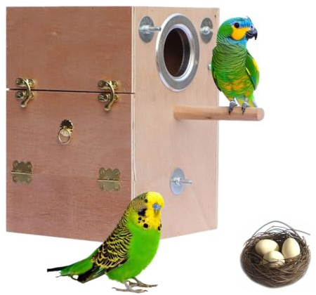 Parakiter Bird Breeding Nest Boxes, Parakit Nesting Box Trä | Papegojor Parningshus Trä Fågel Voljär undulatbur Husdjursupphängd voljär Parakit undulat Cockatiel häckningslåda