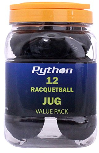Python svarta racketbollar (värdepaket - 12 bollkanna/lång rallyboll!)