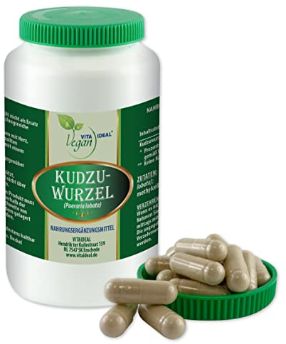 VITA IDEAL Vegan® KUDZU - Wurzel 360 KAPSELN - Pueraria lobata - Tagesportion 900mg KUDZUWURZEL reines Pulver. Natürlich, pflanzlich & ohne Zusatzstoffe.