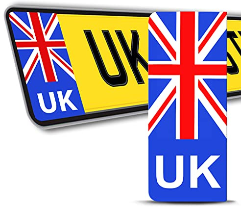Biomar Labs 2 x Vinyl Aufkleber Nummernschild Kennzeichen JDM Tuning Auto Motorrad UK Großbritannien United Kingdom Brexit Stickers QV 9