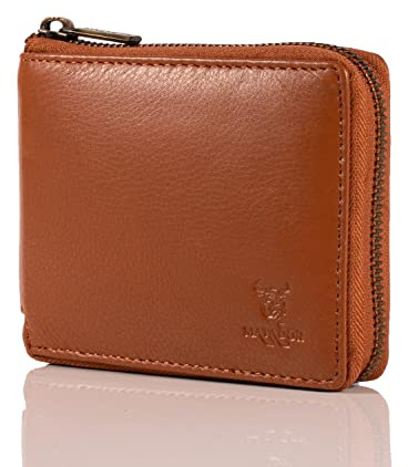 Matador Signore Portafoglio uomo in pelle con chiusura a cerniera Portmonai Borsa RFID Marrone chiaro