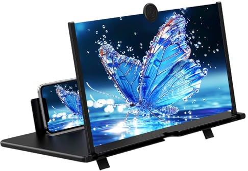 18 Screen Magnifier for Cell Phone – 3D HD Magnifing Screen Enlarger Projector for Movies Videos and Gaming – Foldable Phone Stand Holder with Screen Amplifier–Compatible with All Smartphones