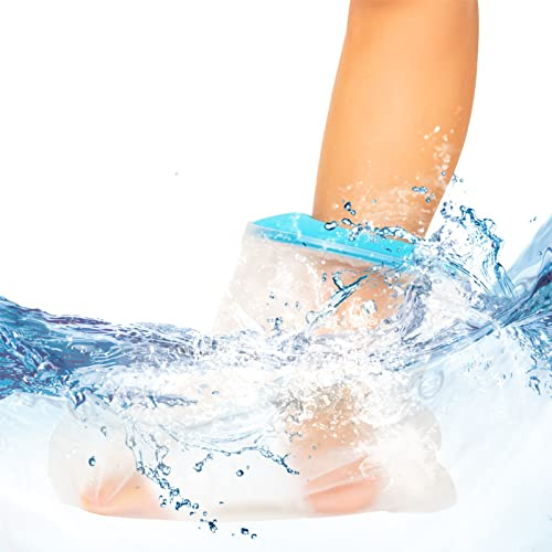 Waterproof Foot Cover for Shower, Soft Comfortable Cast Cover for Foot, Ankle Cast Covers for Shower, Reusable Cast Protector, Elastic Plaster Cast Bag for Bandage, Dressing, Wound Care Supplies