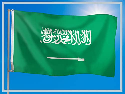 PHENO FLAGS Bandera de Arabia Saudí - Bandera saudita 90 x 150 cm - Bandera nacional resistente a la intemperie para asta - 100% poliéster
