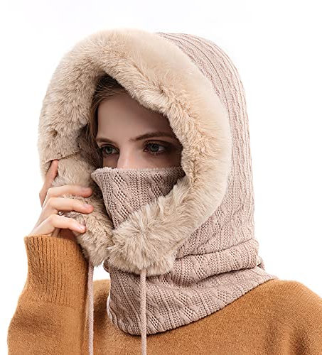 TAGVO Sturmhaube Gesichtsmaske Damen, Warme Balaclava Gesichtsmaske Winddichte Vollgesichtsmaske, Verstellbare Skimaske Kapuzenschal, Winter Fleecemütze für Skifahren Radfahren - Universalgröße