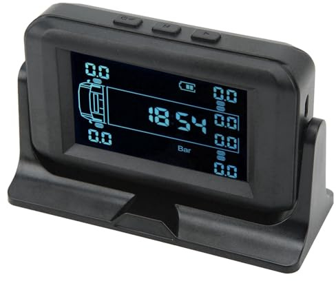 Reifendruckkontrollsystem, Kabelloses Reifendruckkontrollsystem mit 10 Sensoren 15bar Solarladung 4 Alarm TPMS für Wohnmobil LKW Anhänger