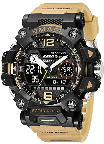 AIMES Men's Watches Tactical Outdoor Sports Waterproof Military Watch Analog Digital Date Multi Function Large Dual Display Mens Wristwatch