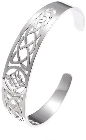 Bungsa Armreifen Keltenknoten aus 316L Edelstahl Damen (silber)