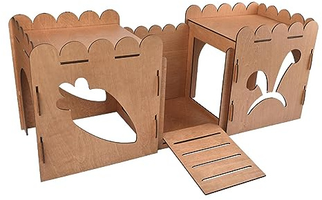 Baoblaze Château de Lapin en Bois, Cochon d'Inde, Cage à Lapin, Accessoires Maison de Hamster