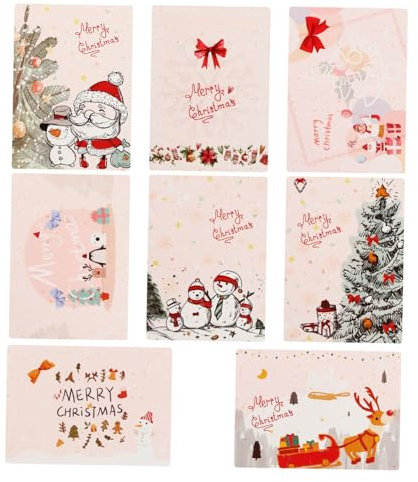 FUNOMOCYA Weihnachtsgrußkarten Mit Papiergrußkarten Für Partyeinladungskarten Weihnachtssegenkarten in Verschiedenen Farben