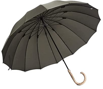 BOGAZY Schirm Regenschirm Leichter Golfschirm, 42 Zoll, Winddicht, Großer Stockschirm, Holzhakengriff, Schnell Trocknender Rohrschirm Sonnenschirme sturmsicher Regenschirm (Color : Grün)
