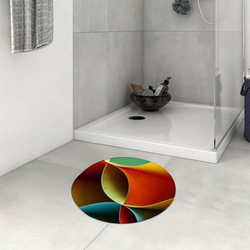 OHAGS Alfombra de Baño Antideslizante,Ducha Microfibra Suave,Telón de Fondo Abstracto, diseño gráfico de Origami Curvo con Mal,Alfombrillas Lavable en la Lavadora,Súper Absorbente,60x60 CM