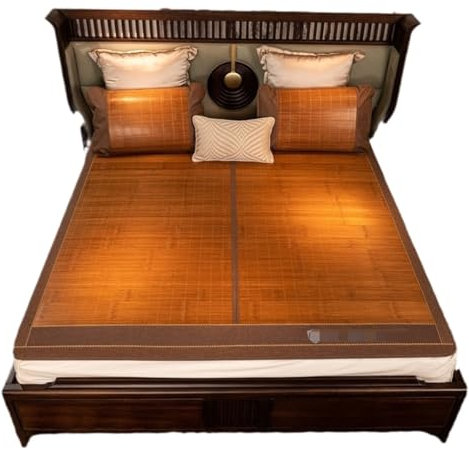 AMYSTY Sommer-Schlafmatte Sommer-Kühl-Isomatte Sommer Schlafmatte Kühl Topper Bett Kühl Matte Faltbare Für Home Schule Schlafsaal Bambusmatten-Bett Sommerschlafmatte(120 * 195cm)