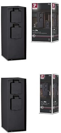 Paulmann 94313 Outdoor Steckdosensäule RIO 4 fach max 3,650 Watt + 94657 AuÃŸenleuchte Steckdosensäule Rio 2-fach IP44 eckig max. 3.650 W