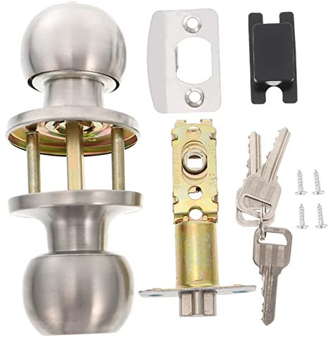 Yardenfun Perilla De Puerta Con Pomo y Cerradura De Acero Inoxidable, Resistente y Reversible, Para Puertas Interiores De Dormitorio y Baño, 1 Unidad, Uso Doméstico Alquiler