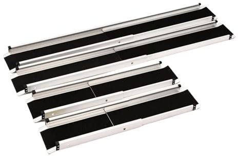 JMORCO Rollstuhlrampe Tragbare Rampenhilfe aus Aluminiumlegierung, Rollstuhlrampenpolster, Kletterbrett, ausziehbare Aluminiumrampe(STR016-7ft)