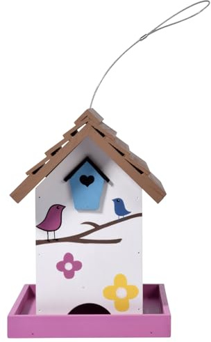 PANTO Vogelhaus Ambiente – wetterfestes Futterhaus Holz, 18x18x25 cm | Wetterfestes Vogelhaus aus Holz inkl. Kordel – geschützter Futterplatz für Wildvögel im Garten & auf dem Balkon