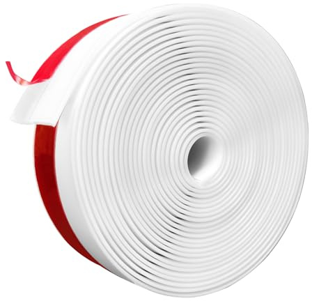 Silicone Weather Stripping, 2 inch (W) x 20 Ft (L) Door Draft Stopper, Window Seal Strip for Gaps of Door & Windows, Garage Door Under Bottom, Sealing Tape Shower Doors Sweep, White