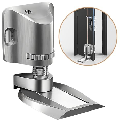 JAONLD Invisible Magnetic Door Stop Türstopper Magnet aus Zinklegierung Türstopper Magnetisch Boden Verstellbarer Selbstklebend Oder Gebohrt for Various Door Types, Floor Resistant (Silber)