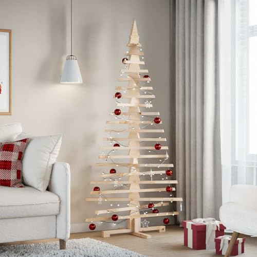 Gecheer Albero di Natale Decorativo in Legno 180 cm Legno Massello Pino N391