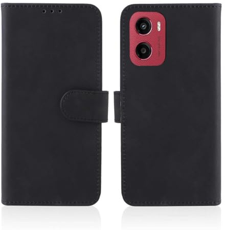 PEIYE Flip Cover per Motorola Moto E15 / Moto G05, Custodia Libro in PU Pelle Portafoglio, Case Antiurto Soft con Porta Carte e Chiusura Magnetica, Funzione Stand, (Nero)