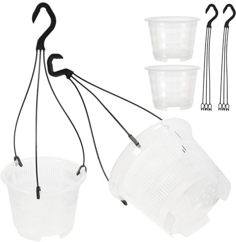 Happyyami 4 Ensembles de Pots Suspendus en Plastique Respirant pour Orchidées Panneaux Épaissis et Protection UV, Design Moderne et Bordures Lisses pour Salon