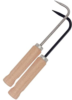 SUPVOX Strumento per Diserbo Manuale Uncino in Acciaio Inox e Manico in Legno, Gancio per Diserbare da Giardino Leggero e Antiruggine, Diserbatrice Portatile per Rimuovere Radici