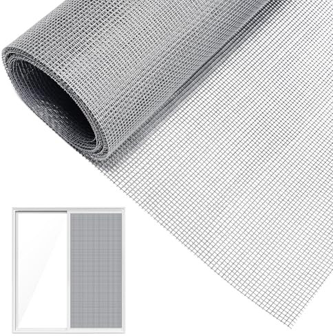 Fliegengitter Fenster: 250 x 120 cm, Fiberglas Insektenschutz Gaze Ersatzbezug, Zuschneidbares Fliegennetz für Fenster & Dachfenster, Schutz vor Mücken & Insekten für Fenster und Türen (Grau)