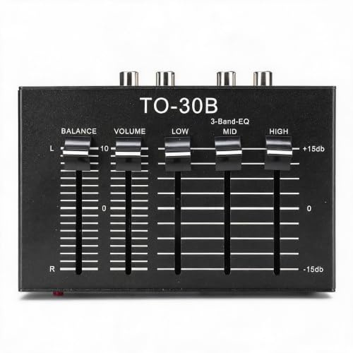 Phono Preamp EQ with 3 Band Equalizer, Preamplifier with Treble, Mid, Bass, Balanced Volume Control, r ca Input Output, 5V DC, Compatible with Record Players, Turntables
