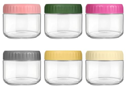 LIMILI 6 st 250 ml glas över natten havregrynsburk med lock läckagesäker över natten havrebehållare, yoghurtburkar, yoghurtkruka, havregrynsburkar, för spannmål mjölk frukt smaktillsatsdressing