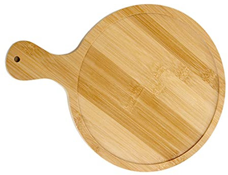 Bandeja para Servir Pizza de bambú, Cáscara de Pizza Redonda con Tablero de Servicio de Charcutería con Borde, Tabla de (6 pulgadas para pizzas de 5 pulgadas)