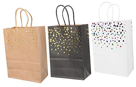 Yardenfun 24 Stück Papiertüten mit Goldprägung Geschenkbeutel für Hochzeiten Geburtstagsfeiern und Partys für Süßigkeiten und Kleine Nachhaltig und Langlebig